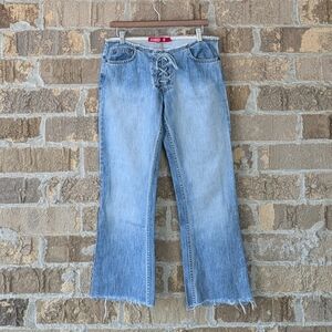 VTG 90s Y2K H&M Divided Lace Up Low Rise Flare Jeans Size Medium